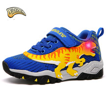 Dinoskulls Spring Boy Shoes Glowing Sneakers Running Led Shoes Children Light Up Breathable Sport Dinosaur Shoes for Boys 27-34 2024 - buy cheap