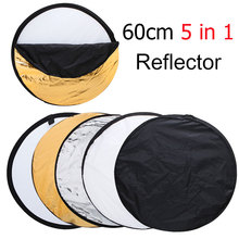 24" 60cm 5 in 1 Portable Collapsible Light Round Photography Reflector for Studio Multi Photo Disc 2024 - buy cheap