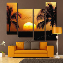 4 Panel Modern Hand Painted Seascape Sunset Canvas Painting Cuadros Decoracion Wall Picture For Bed Room Unframed XY260 2024 - buy cheap