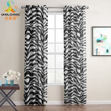 Modern Grommet Curtains Tulle Black Zebra Waves Design Curtain Sheers Panel Drapes for Living Room Window Decor 1PCS/Lot 2024 - buy cheap