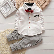 Children Bow tie T-shirts glasses top pants kids cotton cardigan Baby Boy Clothing Sets 2pcs boys autumn sets 2024 - buy cheap