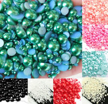 LF 500Pc Mixed Dark 2-10mm Green Haft Round Pearl Beads Craft Flatback Cabochon Scrapbooking For Embellishments Diy Accessories 2024 - buy cheap