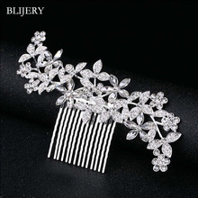 BLIJERY-peines de pelo grandes con flores de cristal para boda, accesorios de joyas para el pelo para novia 2024 - compra barato