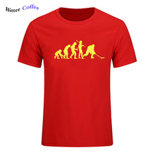 Мужская хлопковая футболка с коротким рукавом и круглым вырезом BITTER COFFEE, забавная Эволюция хоккея, летняя футболка из 100% хлопка 2024 - купить недорого