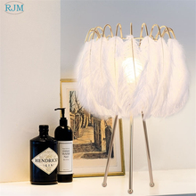 Nordic Modern Fashion Feather Table Lamps Warm Natural Feather Floor Lamps for Children 's Room Princess Room Study Bedroom 2024 - buy cheap