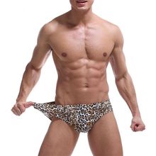 Ropa interior sexy gay para hombre, bragas de tiro bajo con estampado de leopardo, a la moda, con personalidad, 4 unids/lote 2024 - compra barato