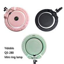 Yidoblo-Lámpara de Selfie para teléfono móvil, iluminación fría y cálida para el QS-280II, kit de soporte de mesa, tamaño mini, Anillo de luz LED, 10 pulgadas, biocolor 2024 - compra barato