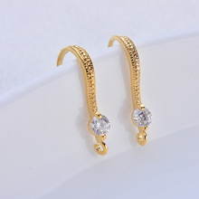 French Wire Earring Micro Paved Cubic Zircon Clip Earrings with Hanger Loop Findings DIY 24K Gold Color Brass Earrings Making 2024 - buy cheap
