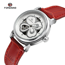 Forsining-reloj mecánico automático para Mujer, pulsera de cuero rojo, 2019 2024 - compra barato