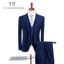 Traje de 3 piezas de TIAN QIONG para hombre, trajes de esmoquin de marca para novio y boda, con los últimos diseños de abrigo y pantalones ajustados 2024 - compra barato