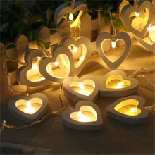 1.2M 10 LEDs Romantic Wood Heart  String Light Valentine's Day Lamp Battery Operated Party Wedding Decoration Fairy Lights 2024 - buy cheap