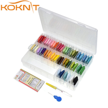 Kit de costura e bordado com caixa de armazenamento, 50 cores, braceletes de amizade, fio dental com agulhas de costura, tesoura ac216 2024 - compre barato