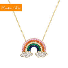 Rainbow Full Zircon Pendant Necklace Titanium Stainless Steel Inlaid Zircon Rose Gold Chain Necklace Fashion Women Jewelry Gift 2024 - buy cheap