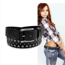 New punk style natural 100% leather pin buckle belt leather fashion men and women punk style rivet belt free shipping 2024 - buy cheap