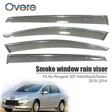 OVERE NEW 1Set Smoke Window Rain Visor For Peugeot 307 Hatchback/Sedan 2010 2011 2012 2013 2014 Deflectors Guard Accessories 2024 - buy cheap