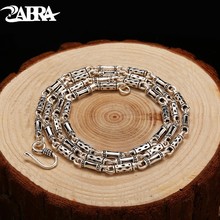 ZABRA Real 925 Sterling Silver 4mm 60cm Bamboo Shape Men's Long Necklace Vintage Steampunk Retro Link Chain Cool Silver Jewelry 2024 - buy cheap