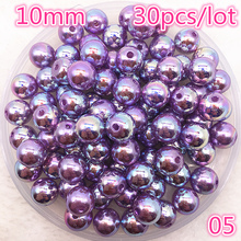 30 pçs/lote 10mm AB Cor Rodada Acrílico Bead Soltos Spacer Beads Para Fazer Jóias DIY Acessórios #05 2024 - compre barato