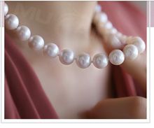 free shipping elgant 10-11mm round white pearl necklaces 18inch 14k 2024 - buy cheap