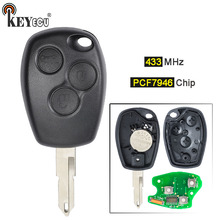 KEYECU 433 МГц PCF7946 чип 3 кнопки Замена дистанционный ключ-брелок от машины удаленный ключ для Renault Kangoo 2 Clio 3 Modus Master Trafic 2024 - купить недорого