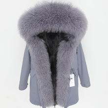 Casaco feminino de parka, casaco espesso destacável para mulheres, forro de escorpião, pelos de corvino, gola super grande de pele, outono e inverno 2018 2024 - compre barato