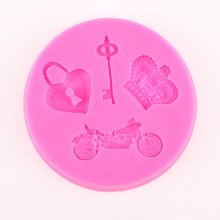 Mini corona motocicleta cerradura herramientas de decoración de pastel de chocolate DIY hornear fondant molde de silicona F0437 2024 - compra barato