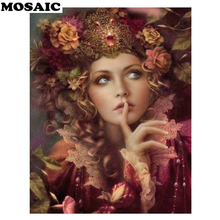 MOSAIC 5D DIY Diamond Embroidery Beautiful girl Floral Crystal,square/round Diamond Painting Cross Stitch,Needlework Home Decor 2024 - buy cheap
