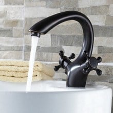 Black Oil Rubbed Bronze  Dual Cross Handles Bathroom Vessel Sink Faucet Mixer Taps ahg028 2024 - buy cheap