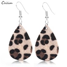 2020 New Big Leather Earrings for Women Trendy Leopard Teardrop Earring Fashion Statement Ear Drop Jewelry Cheap Wholesale 2024 - buy cheap