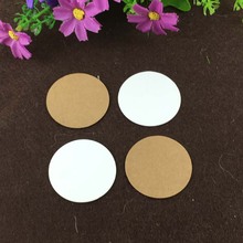 200 pcs/lot  4* 4 cm white/brown paper round cardboard Clothing Tags Blank packaging gift paper /diy design round tag 2024 - buy cheap