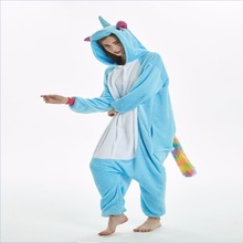 Kigurumi-Pijama de unicornio para adulto, ropa de dormir azul, para estar en casa, para fiesta, Unisex 2024 - compra barato