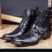 Итальянская обувь в западном стиле; botas masculina; обувь со стальным носком; мужские военные ботильоны с заклепками и ремешком; мужские черные ботинки «Челси» из натуральной кожи 2024 - купить недорого