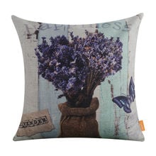 LINKWELL-funda de almohada de felpa para sofá, cubierta de cojín decorativa con listón de madera, flor púrpura, lavanda y mariposa, 45x45cm 2024 - compra barato