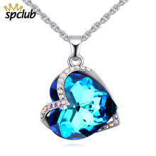 Ожерелья с кристаллами Swarovski, модные ювелирные изделия для женщин, кулон 2018, Синие стразы, роскошные ожерелья с сердцем 2024 - купить недорого