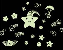 Пластиковые 3D звезды и улыбки светится в темноте светящиеся флуоресцентные настенные наклейки 2024 - купить недорого