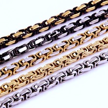 5MM Width Byzantine Chain 316L Stainless Steel Mens Band Party Biker Necklace Jewelry Silver Color Gold Black Color Chain 7-40" 2024 - buy cheap