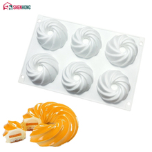 SHENHONG 6 Holes Silicone Spiral Mousse Mold For Baking Cake Dessert Fondant Mould Chocolates Moule Pastry Pan Bakeware 2024 - buy cheap