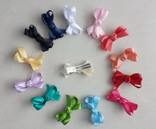 20pcs mini hair accessories satin ribbon bows clips covered lined Double Prong Duckbill Alligator Hairpin Girl headwear FJ3238 2024 - buy cheap