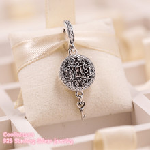 925 Sterling Silver Regal Love Key Dangle Charm, Clear CZ Beads Fit Original Pandora Charms Bracelet Jewelry Making Autumn 2024 - buy cheap