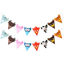 Banderines de animales de bosque de dibujos animados, Tigre, ciervo, búho, oso, banderín, guirnalda para Baby Shower, decoraciones para fiesta de cumpleaños, accesorios para fotos 2024 - compra barato