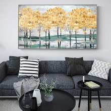 Lienzo nórdico abstracto para pared, impresiones de árboles modernos dorados, pinturas Pop Art sobre lienzo de pared, carteles e impresiones para decoración del hogar 2024 - compra barato