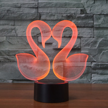 Lâmpada de led de cisne para dia dos namorados, luminária de mesa 3d romântica com 7 cores e luz noturna 2024 - compre barato