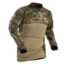Miltary тактическая рубашка с длинным рукавом Мультикам камуфляж быстросохнущая Мужская Уличная походная футболка одежда для охоты армейские рубашки 2024 - купить недорого