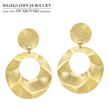 Neoglory Copper Big Round Pieces Drop Long Earrings Elegant Geometric Yellow Color Design For Fashion Dress Party Lady Sale 2024 - buy cheap