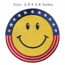 Parche bordado de expresión sonriente, 2,6 ", ancho, de forma circular, decorativo, elemento de moda 2024 - compra barato