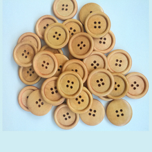 50Pcs Wood Sewing Buttons Light Coffee 4 Holes Round Wood Sewing Buttons 25mm Natural Color Wooden Buttons Handmade Scrapbooking 2024 - buy cheap
