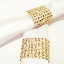100 Pcs\lot Handmade Napkin Buckle Holder Gold Plastic Rhinestone Wrap Napkin Rings For Hotel Home Decoration Wedding Supplies 2024 - buy cheap