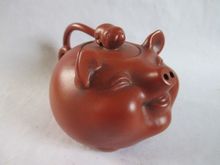 Exquisite Interesting ancient China Collection Red Purple Clay Pig Statue Teapot 2024 - buy cheap