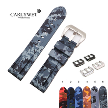 CARLYWET 24 мм Высококачественный Камуфляжный цвет водонепроницаемый силиконовый резиновый сменный ремешок для часов Ремешок с петлями для Panerai Luminor 2024 - купить недорого