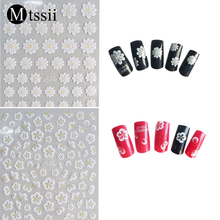 Mtssii 1Pc White Flowers Lace Nail Art Stickers Decorations 3D Nail Decals Self Adhesive DIY Rose Slider Design Manicure Tips 2024 - buy cheap