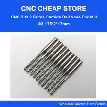 10Pcs 3.175mm 1/8" CED 2mm CEL 17mm Shank 2 Flute Ball Nose End Mill Tungsten Carbide Spiral Cutter CNC Engraving Router Bits 2024 - buy cheap